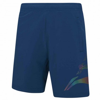 【LI-NING】AAPR375-2靛藍 炫彩LOGO設計款梭織羽球短褲