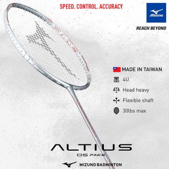 【MIZUNO】ALTIUS 05 PACE銀白紅 4U5通用型羽球拍