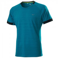 【MIZUNO】路跑&運動後領反光圈男短袖J2TA050337松石綠(出清價)
