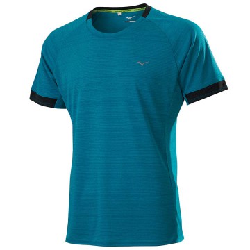 【MIZUNO】路跑&運動後領反光圈男短袖J2TA050337松石綠(出清價)