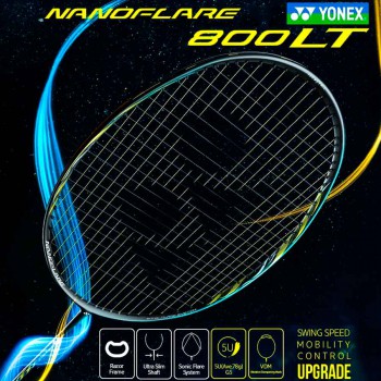 【YONEX】NANOFLARE 800 LT黑冰藍 5U輕量細拍框快速扣殺羽球拍