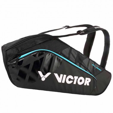【VICTOR】BR8210CM黑/水藍 6支裝雙肩羽拍包