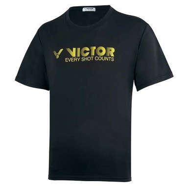 【VICTOR】T-10902C黑 品牌印花T-Shirt中性款
